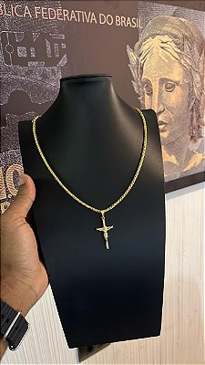 CORRENTE PERUANA ( 3mm - 70cm) + PINGENTE  CRUCIFIXO