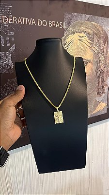 CORRENTE PERUANA ( 3mm - 70cm) + PINGENTE  PLACA COM ORAÇÃO