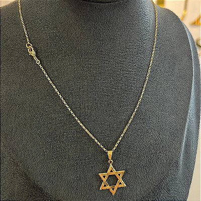 Corrente Tijolinho 2mm 50cm + Pingente Estrela – Banhada a Ouro 18K