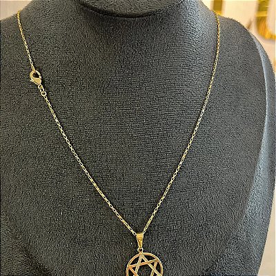 Corrente Tijolinho 2mm 50cm + Pingente Estrela – Banhada a Ouro 18K