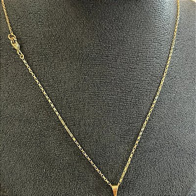 Corrente Tijolinho 2mm 50cm + Pingente Medalha – Banhada a Ouro 18K