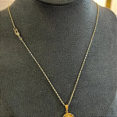 Corrente Tijolinho 2mm 50cm + Pingente Ferradura – Banhada a Ouro 18K