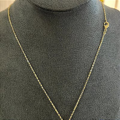 Corrente Tijolinho 2mm 50cm + Pingente Coração – Banhada a Ouro 18K