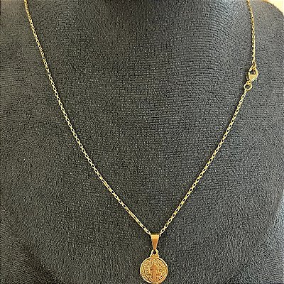 Corrente Tijolinho 2mm 50cm + Pingente Medalha – Banhada a Ouro 18K