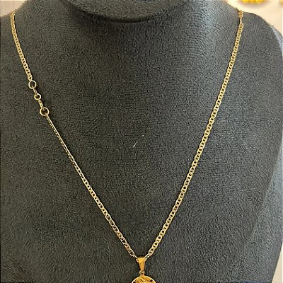 Corrente Piastrine 2mm 50cm + Pingente Ferradura – Banhada a Ouro 18K