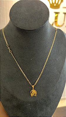 CORRENTE PIASTRINE ( 2mm 50cm FEM ) + PINGENTE  FERRADURA DE CAVALO  - BANHO DE OURO 18k