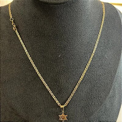 Corrente Piastrine 2mm 50cm + Pingente Estrela – Banhada a Ouro 18K