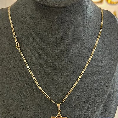 Corrente Piastrine 2mm 50cm + Pingente Estrela – Banhada a Ouro 18K