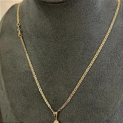 Corrente Piastrine 2mm 50cm + Pingente Pingente – Banhada a Ouro 18K