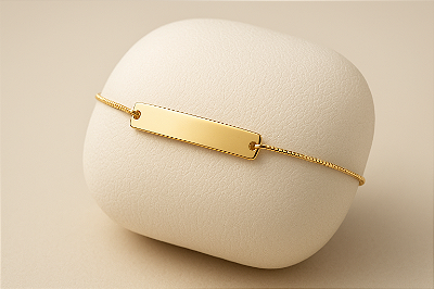 PULSEIRA PLAQUINHA INFANTIL (1mm 15Cm)  -  BANHADO A OURO 18K