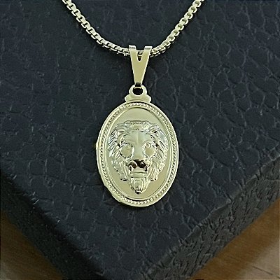 Pingente Medalha Cabeça de Leão – Banhado a Ouro 18K
