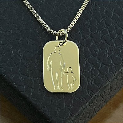 Pingente Placa Pai e filho – Banhado a Ouro 18K