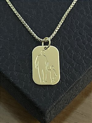 PINGENTE PAI E FILHO  ( 1,5g-   3x3cm) - BANHO DE OURO 18k