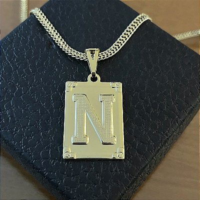 Pingente Placa Letra N – Banho Ouro 18k