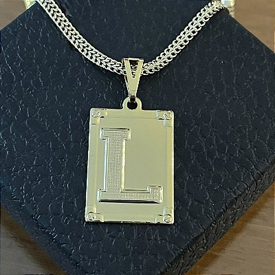 Pingente Placa Letra L – Banho Ouro 18k