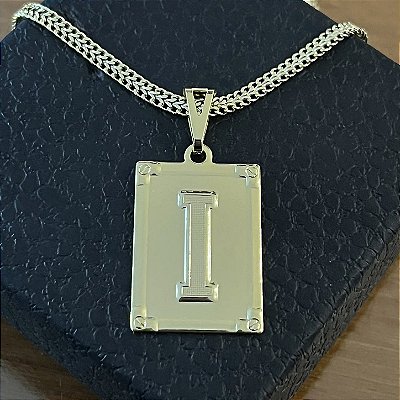 Pingente Placa Letra I – Banho Ouro 18k