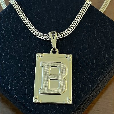 Pingente Placa Letra B – Banho Ouro 18k