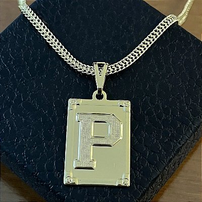 Pingente Placa Letra P – Banho Ouro 18k