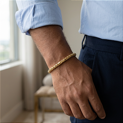Pulseira 8mm 21cm – Banhada a Ouro 18K