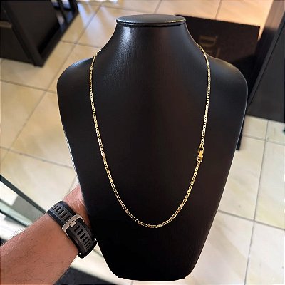 Corrente Piastrine 3mm 60cm – Banho Ouro 18k