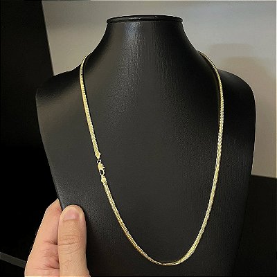 Corrente Escama de Peixe 3mm 60cm – Banho Ouro 18k