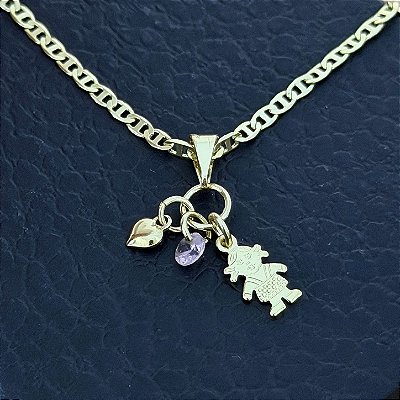 Pingente Menina com Zircônia – Banhado a Ouro 18K
