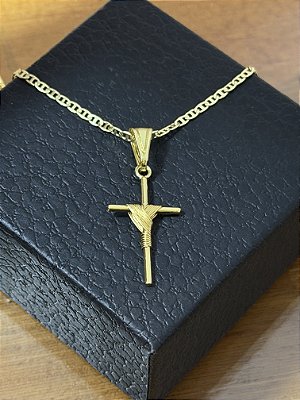 PINGENTE CRUZ AMARRADA ( 4G ) - BANHO DE OURO 18k.