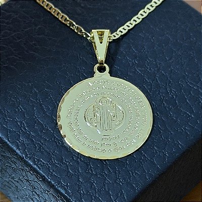 Pingente Medalha São Bento – Banhado a Ouro 18K