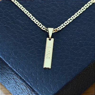 Pingente Plaquinha Saúde – Banhado a Ouro 18K