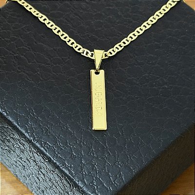 Pingente Plaquinha Gravado Alegria – Banhado a Ouro 18K