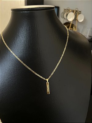 CORRENTE PIASTRINE ( 2mm - 50cm FEM ) + PINGENTE ALEGRIA - BANHADO A OURO 18K.