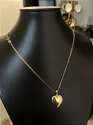 CORRENTE PIASTRINE ( 2mm - 50cm FEM ) + PINGENTE RELICÁRIO - BANHADO A OURO 18K.