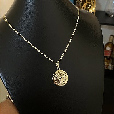 Corrente Piastrine 2mm 50cm + Pingente Medalha São Bento – Banhada a Ouro 18K