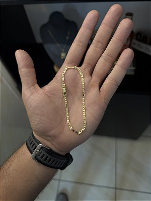 PULSEIRA PIASTRINE ( 3mm - 8g-20CM) - FECHO GAVETA - BANHO DE OURO 18k.