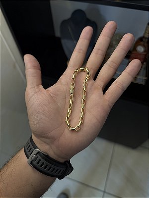PULSEIRA TIJOLINHO ( 3mm - 8g-20CM) - FECHO GAVETA - BANHO DE OURO 18k.