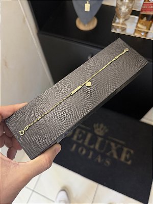 PULSEIRA PLAQUINHA INFANTIL COM CORAÇÃO (1mm 15Cm) - BANHADO A OURO 18K