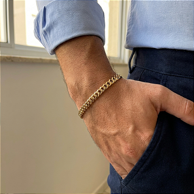 Pulseira Lacraia 7mm 21cm – Banhada a Ouro 18K