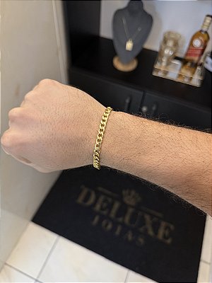 PULSEIRA PITBULL (6mm -6G-21 CM) - FECHO MOSQUETÃO - BANHO DE OURO 18K.