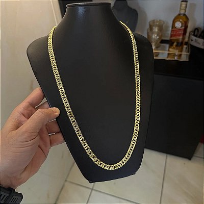 Corrente Lacraia 7mm 70cm – Banho Ouro 18k