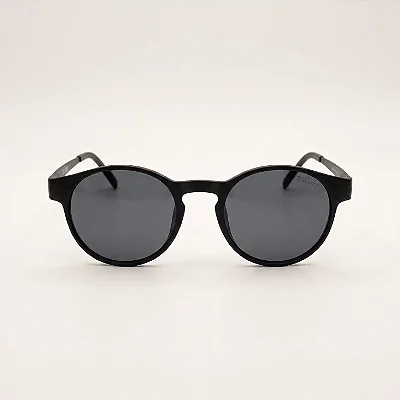 Óculos de Sol Redondo Preto Fosco com Proteção UV400