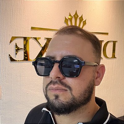 Óculos de Sol Geométrico Preto com Proteção UV400