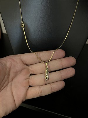 CORRENTE RABO DE RATO (1.8MM - 60cm ou 70cm) + PINGENTE FIGA - BANHADO A OURO 18k