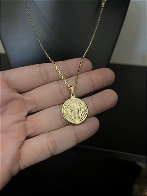 CORRENTE TIJOLINHO (1.5MM-50cm, 60cm ou 70cm +) + MEDALHA DE SÃO BENTO