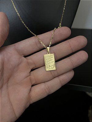 CORRENTE TIJOLINHO (1.5MM-50cm, 60cm ou 70cm +) + PINGENTE PLACA SALMOS