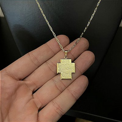 Corrente Cartier 1.5mm 50cm + Pingente Cruz – Banhada a Ouro 18K