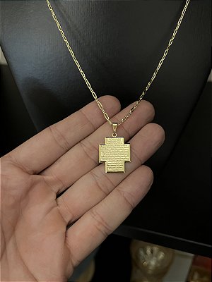 CORRENTE CARTIE (1.5MM-50cm, 60cm ou 70cm +) + PINGENTE CRUZ COM PAI NOSSO