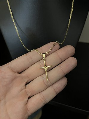 CORRENTE CARTIE (1.5MM-50cm, 60cm ou 70cm +) + PINGENTE CRUZ AMARRADA