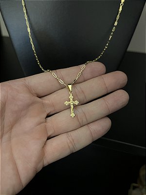 CORRENTE CARTIE (1.5MM-50cm, 60cm ou 70cm +) + PINGENTE CRUCIFIXO PP MINI