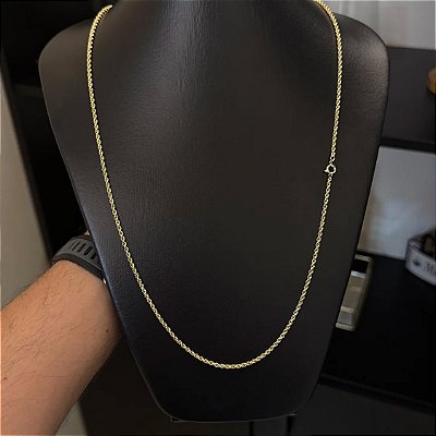 Corrente elo Portugues 2mm – Escolha o Tamanho 50, 60 ou 70cm – Banhada a Ouro 18K