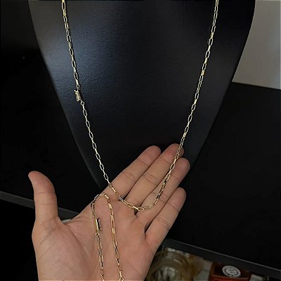 Corrente Tijolinho 3mm 60cm + Pulseira 21cm – Banho Ouro 18k